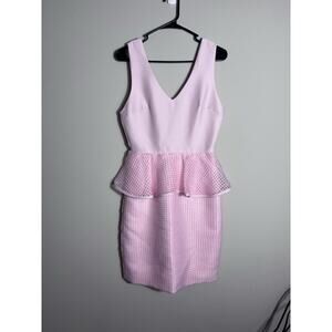 Pink Tulip Peplum Easter Dress Women's Size 4 Sleeveless V-Neck Knee Length NWT